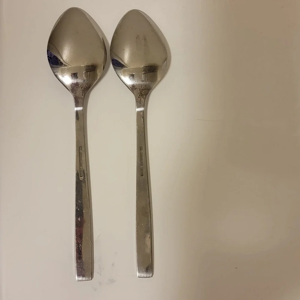 2 Imperial International CORTINA Serving‎ Spoons Stainless Japan 8 1/8
